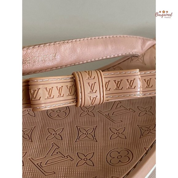Authentic Louis Vuitton Pink Monogram Embossed Rubber Flip Flop Sandals 36.5/6.5 - Picture 4 of 13